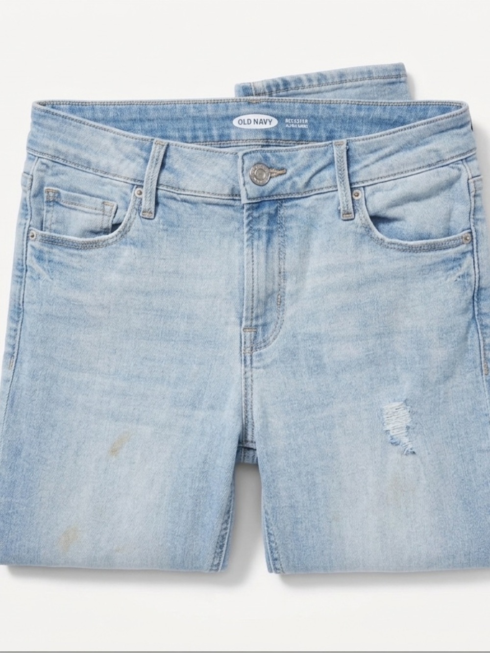 Old Navy Light Wash Destroyed Stretchy Rockstar Super Skinny Denim Jeans